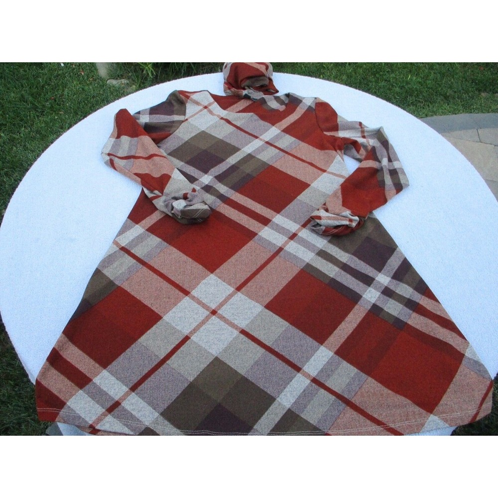 R & K Originals Shift Dress Women's Size 10 Short Sleeve Plaid with Neck Scarf - Picture 7 of 15
